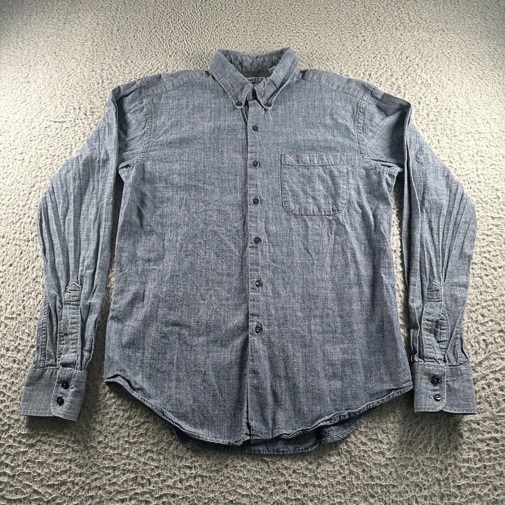 Naked & Famous Shirt Mens L Chambray Button Down Japanese Fabric Blue Denim